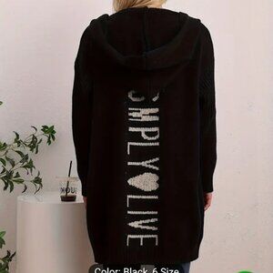 Live Simply Cardigan Black size large Heart Hood Cardigan